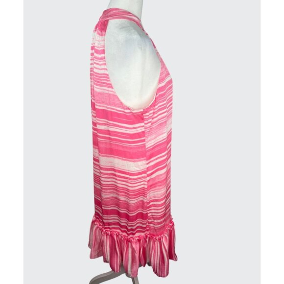 Trina Turk Womens Pink & White Striped Halter Shift Dress With Ruffle Hem Large - Picture 5 of 16